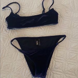 Beautiful velvet blue triangl bikini Xs